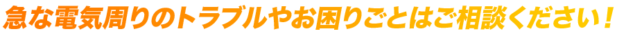 急な電気周りのトラブルやお困りごとはご相談ください!